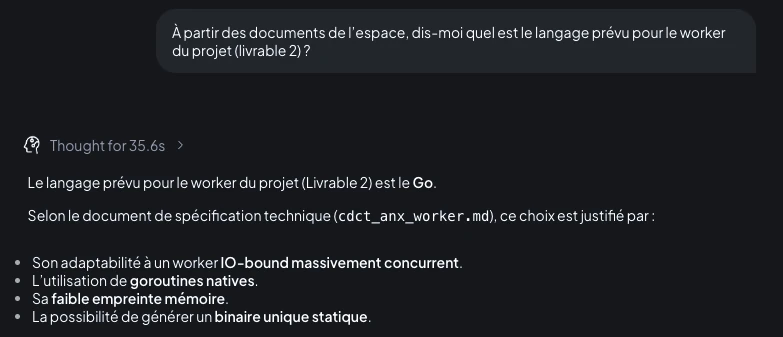 Réponse correcte à la question 1