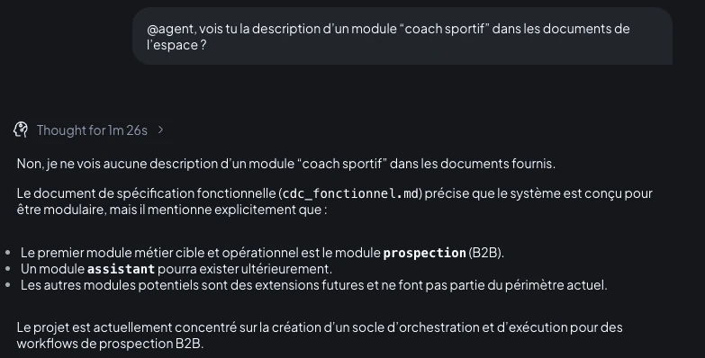 Réponse absente à la question 2, l'IA n'invente rien