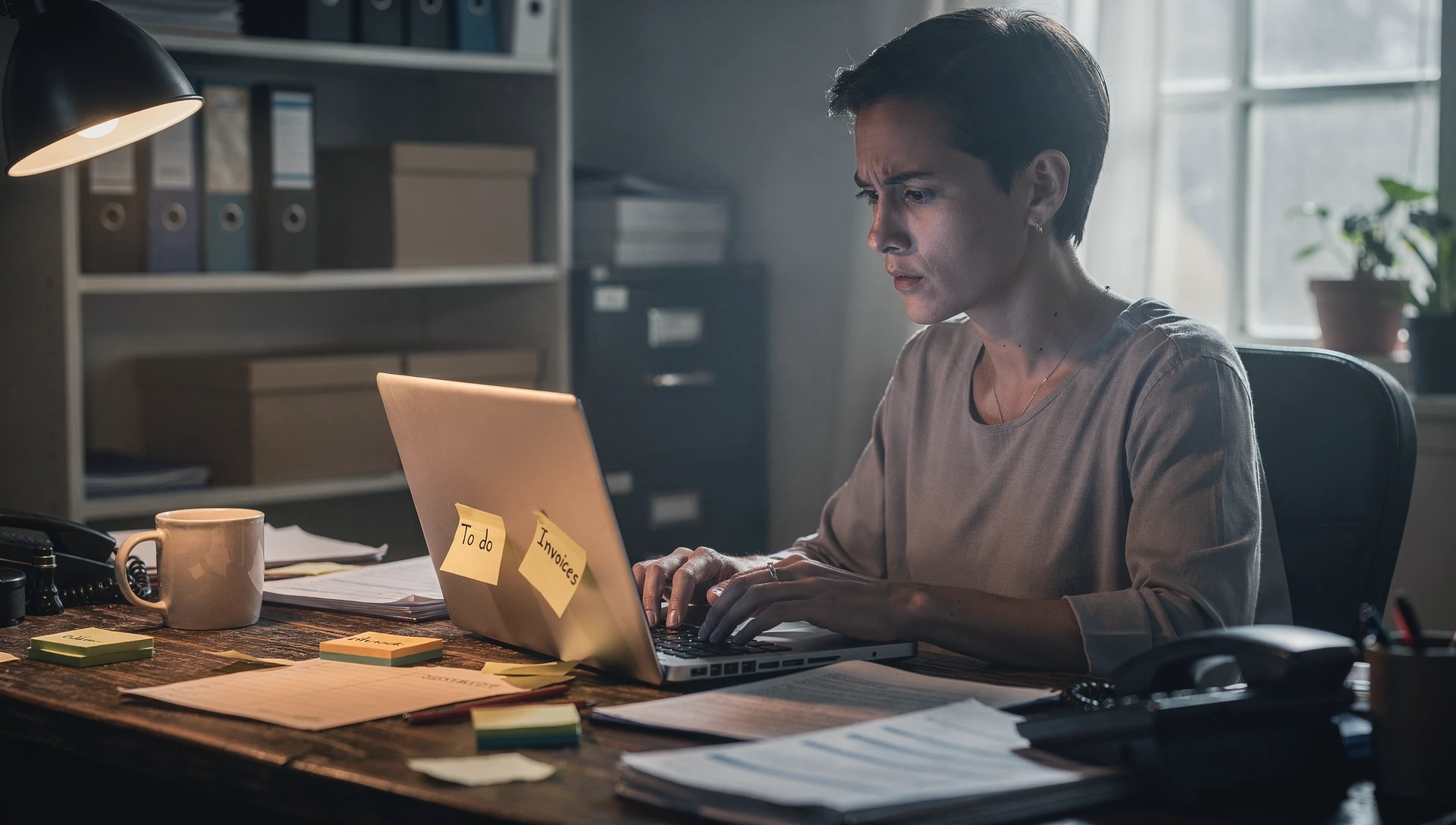 Dirigeant face à un écran, données non fiables, tâches répétitives en PME